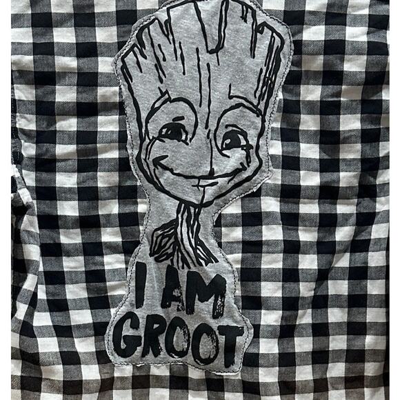 I Am Groot Plaid Flannel Button Down Shirt Kids XL Unique Guardians the Galaxy - Picture 2 of 5